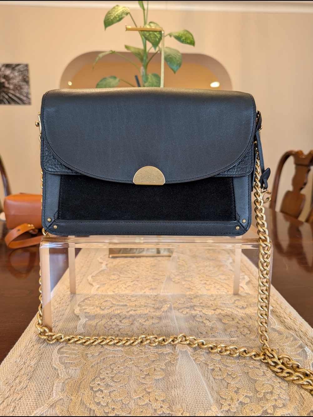 Coach Dreamer Crossbody - Black/Gold Leather And Suede